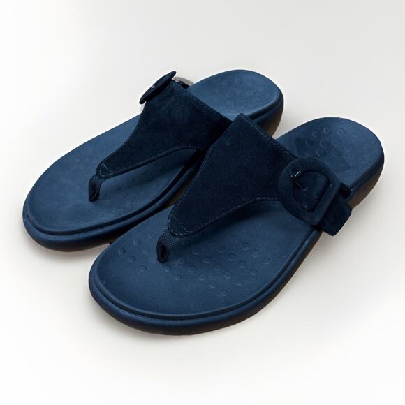 Vionic Activate Recovery Sandals Women's 7 Casual Black Suede Buckle Comfort - Picture 1 of 10